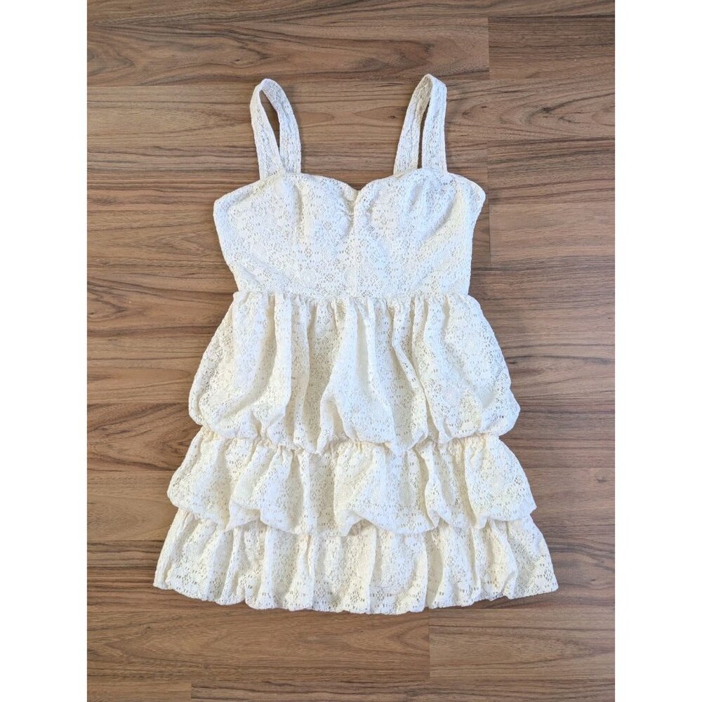 Guess Y2K White Lace Mini Dress Size XS/S Boho Western Sundress Crochet B9 - Picture 2 of 9